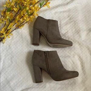 ModCloth Gray Suede High Heeled Booties